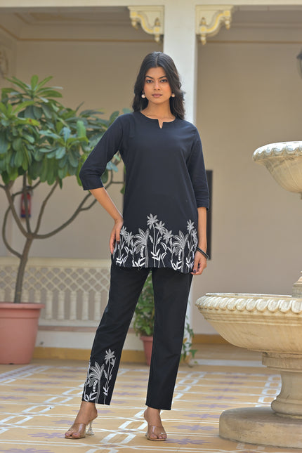Women's Black Thread Work Kurti with Pants | Designer Pakistani Suit
