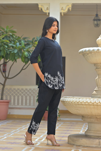 Women's Black Thread Work Kurti with Pants | Designer Pakistani Suit