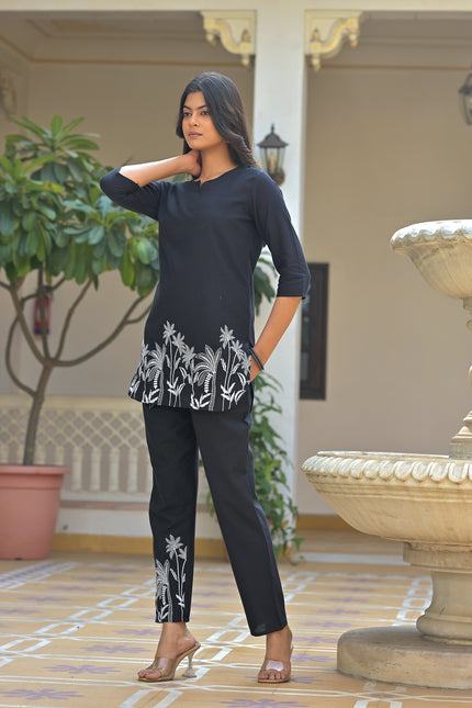 Women's Black Thread Work Kurti with Pants | Designer Pakistani Suit
