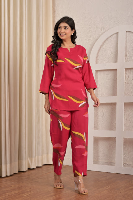 Women’s Black Cotton Printed Night Suit – Stylish Loungewear Set