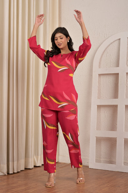 Women’s Black Cotton Printed Night Suit – Stylish Loungewear Set