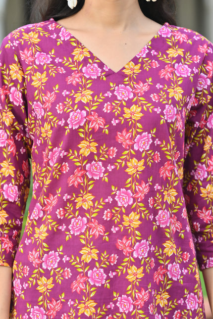 Women's Maroon Floral Casual Top – Stylish Everyday Fashion