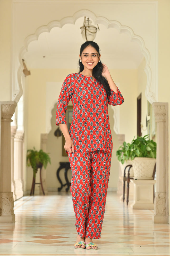 Women's Floral Printed Loungewear Co-Ord Set – Soft Comfortable Lounge Outfit