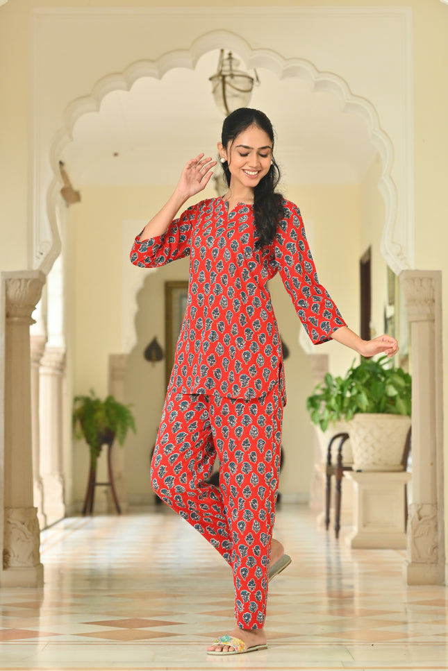 Women's Floral Printed Loungewear Co-Ord Set – Soft Comfortable Lounge Outfit