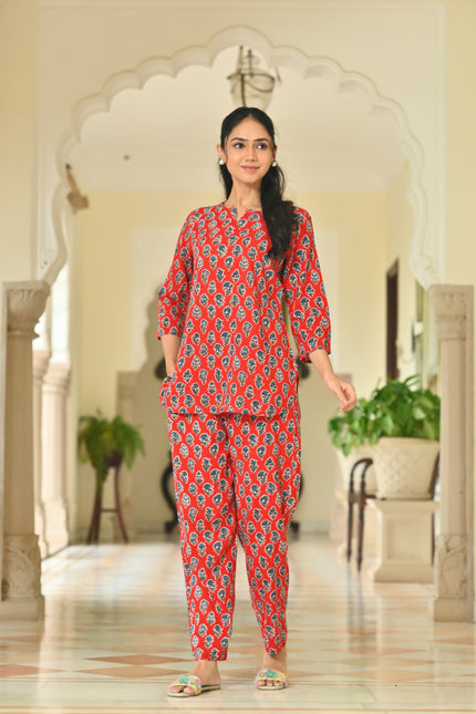 Women's Floral Printed Loungewear Co-Ord Set – Soft Comfortable Lounge Outfit