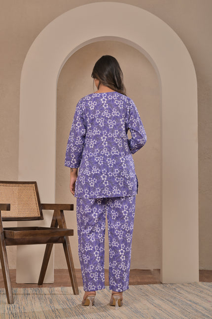 Lavender Ethnic Kurta Pant Set for Women – Floral Co-Ord Set