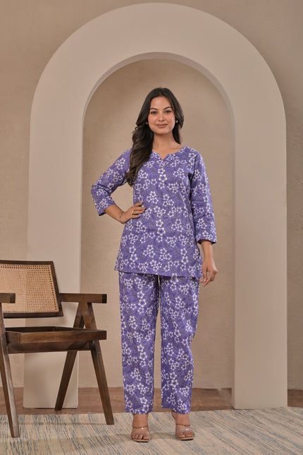 Lavender Ethnic Kurta Pant Set for Women – Floral Co-Ord Set