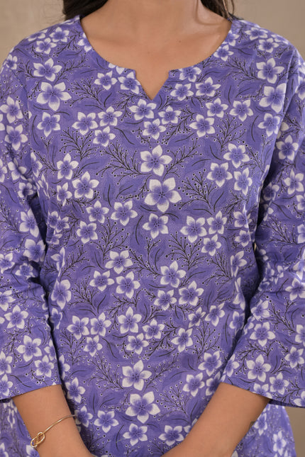 Lavender Ethnic Kurta Pant Set for Women – Floral Co-Ord Set