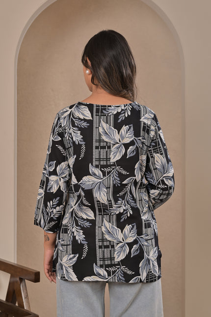 Elegant Black Printed Ethnic Tunic for Women
