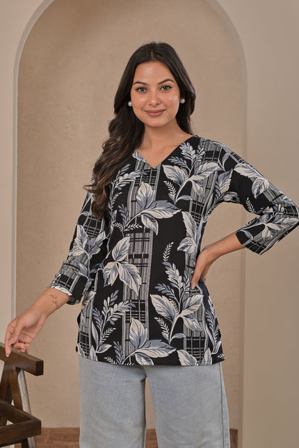 Elegant Black Printed Ethnic Tunic for Women